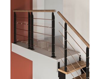 Escalier EZIO droit à rampe hêtre-Lapeyre
