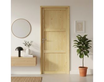 Bloc-porte Sapin ROBIN 3 panneaux huisserie 72 -Lapeyre