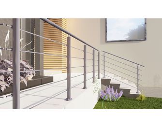 Balustrade Prestio en aluminium - Pack 2M fixation à plat -Lapeyre
