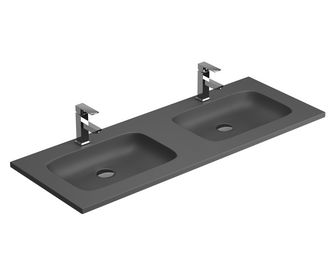 Plan double vasque 120 cm résine minérale INFINY - Lapeyre