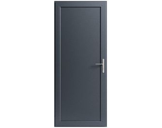 Porte de service en aluminium AUXANNE Gris avec barillet et poignée -Lapeyre
