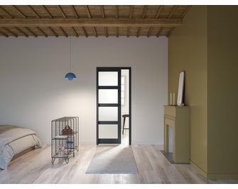 Porte coulissante ELEGANCE vitrée *** Laqué blanc sans serrure-Lapeyre