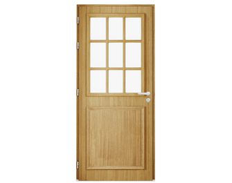 Porte d'entrée ANNE-PERRINE Chêne 9 carreaux avec barillet-Lapeyre