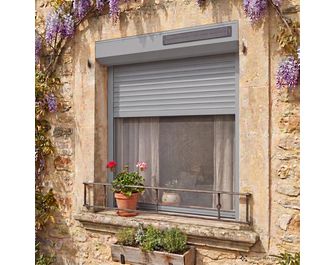 Volet roulant solaire DENVER couleur blanc et gris sur-mesure avec moustiquaire-Lapeyre