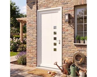 Porte d'entrée AUBIN PVC Blanc 215 x 90 cm - Lapeyre