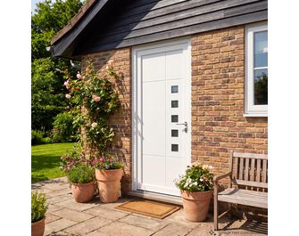 Porte d'entrée ARMANCE 2 PVC Blanc 215 x 90 cm-Lapeyre