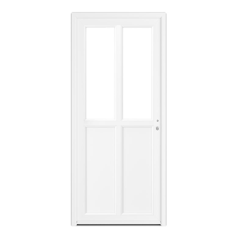 Porte d'entrée PVC ** AMELIE vitrée Blanc 9016 + barillet 40x40 - H.215 x l.90 G Main Image