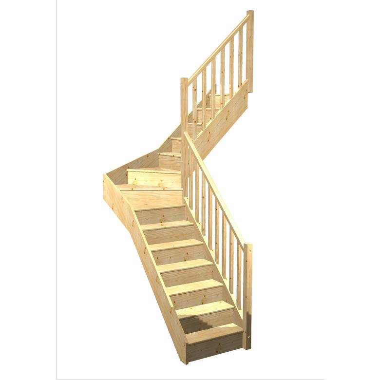 Escalier Faubourg 1/4 t. inter Sapin Moulure h.286 R.176 Droite Main Image