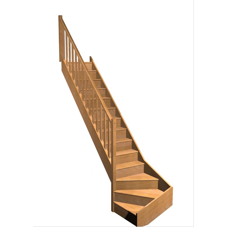 Escalier Faubourg 1/4 t. bas Hêtre Moulure h.286 R.300 Gauche Main Image