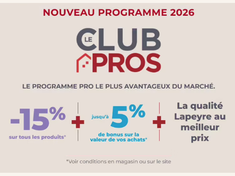Inscrivez-vous au Club Pros Lapeyre pour bénéficier de tous les avantages réservés aux Professionnels