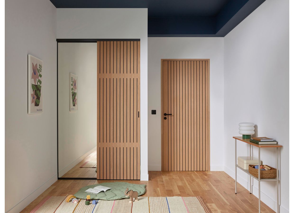 Porte de placard coulissante décor claustra UNION | Lapeyre