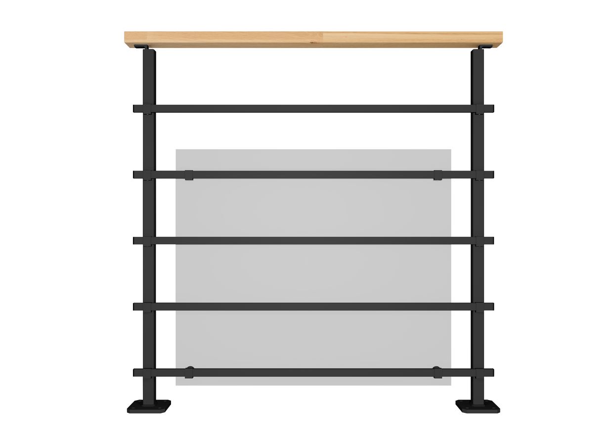 Balustrade EVA avec tubes en acier