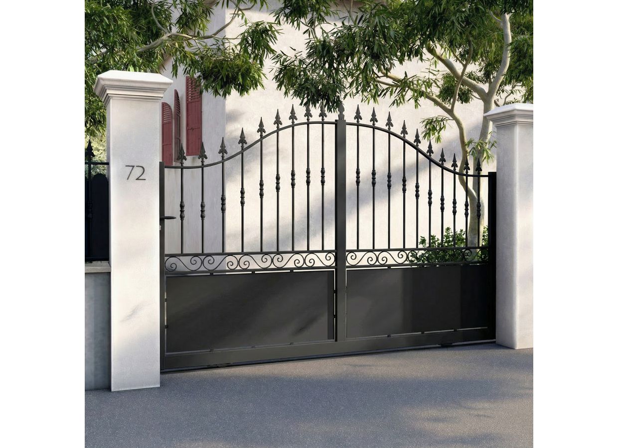 Portail coulissant Acier Dommartin ajouré sur mesure - Extérieur