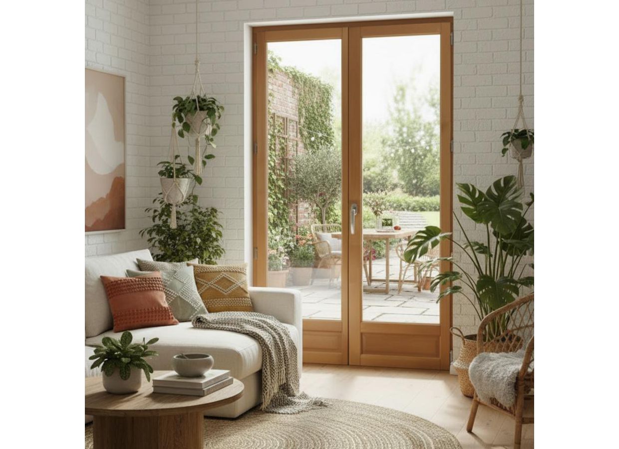 Porte-fenêtre ODE PIN sur-mesure lasure+F4 | Lapeyre