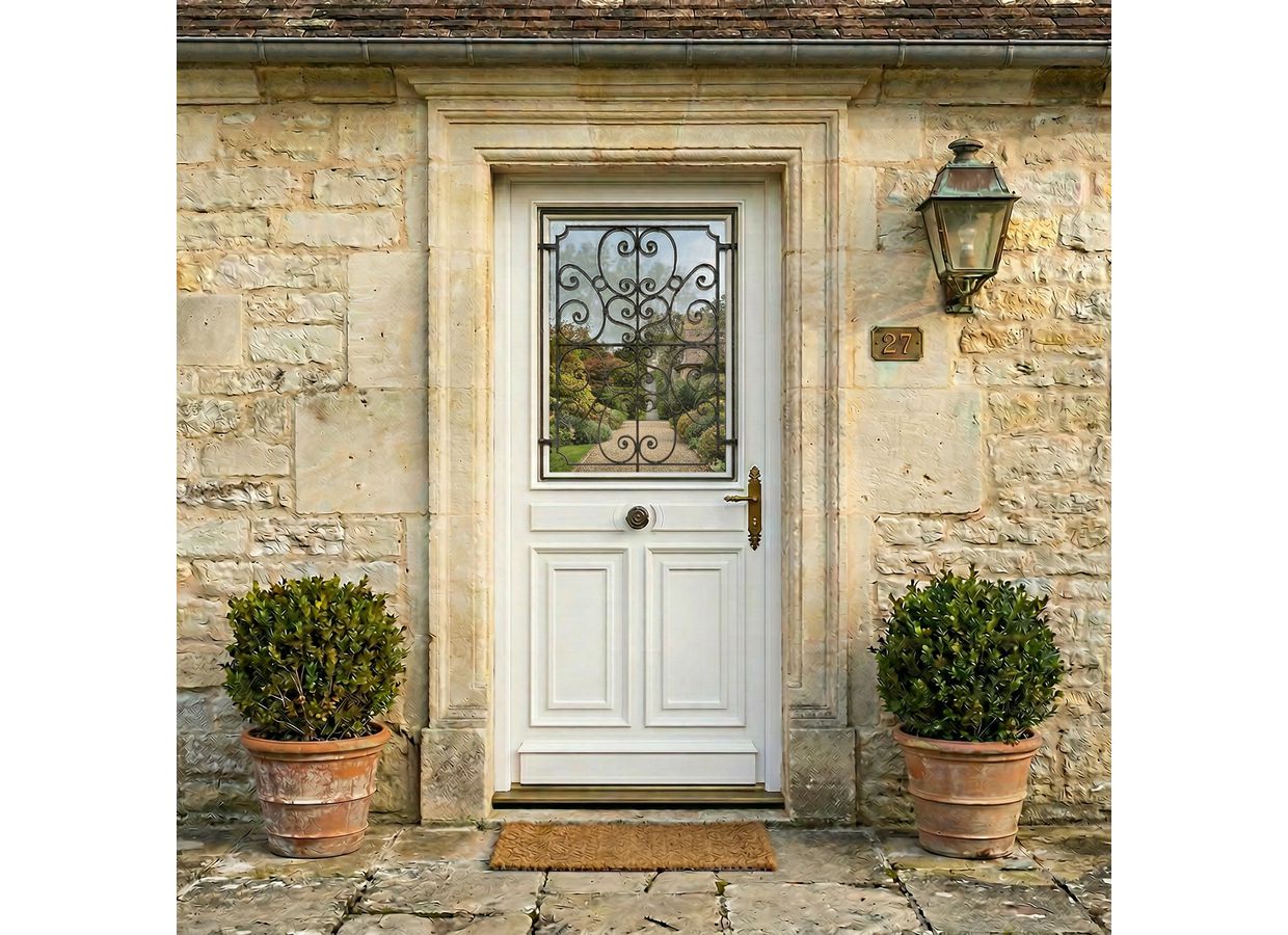 Porte d'entrée Mansart PVC à grille sur-mesure | Lapeyre