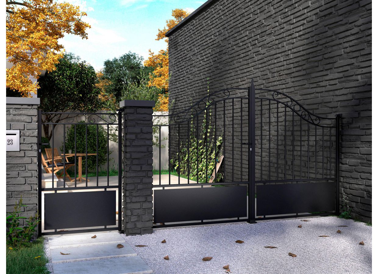 Portail battant Acier Thalie plein sur mesure - Extérieur
