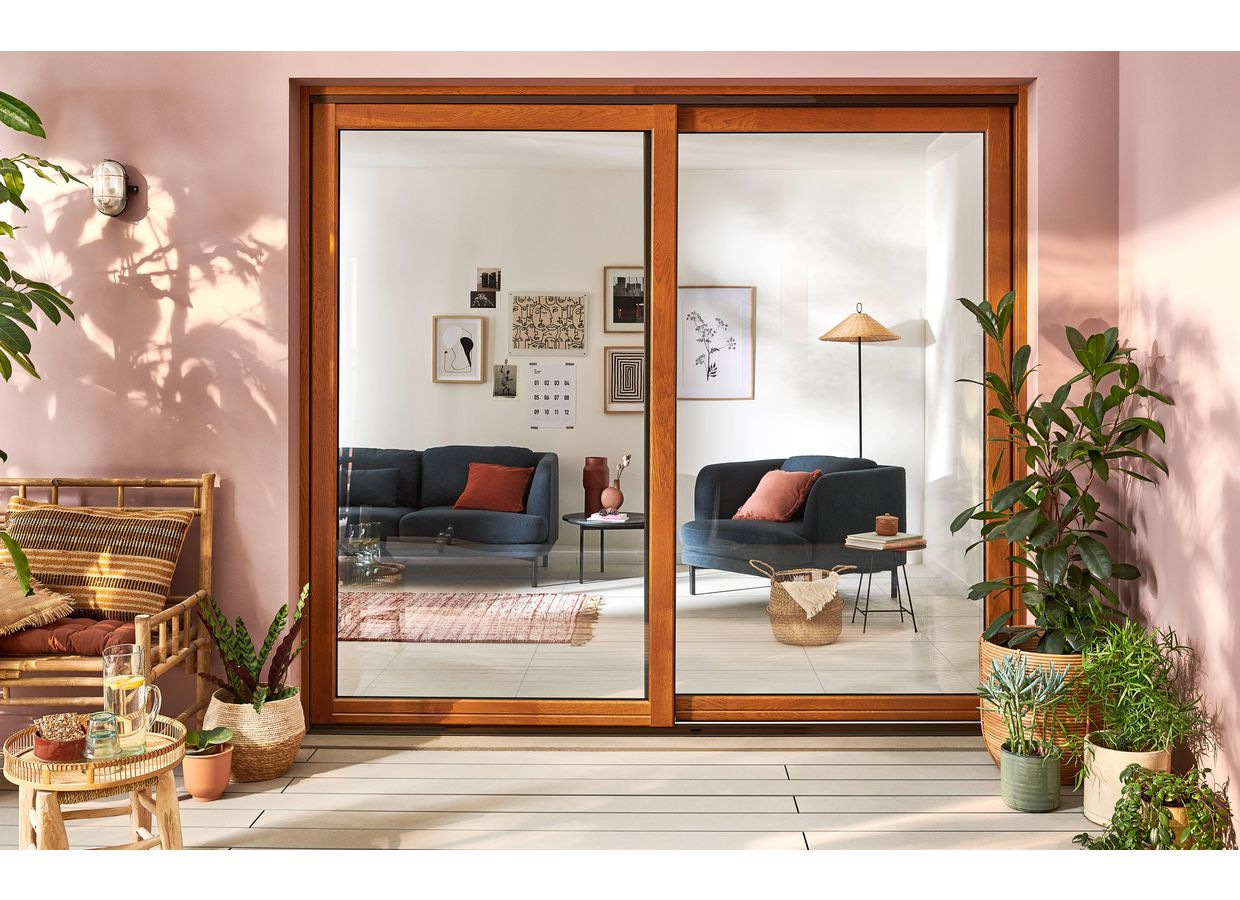 Baie coulissante chêne Harmonie sur-mesure | Lapeyre