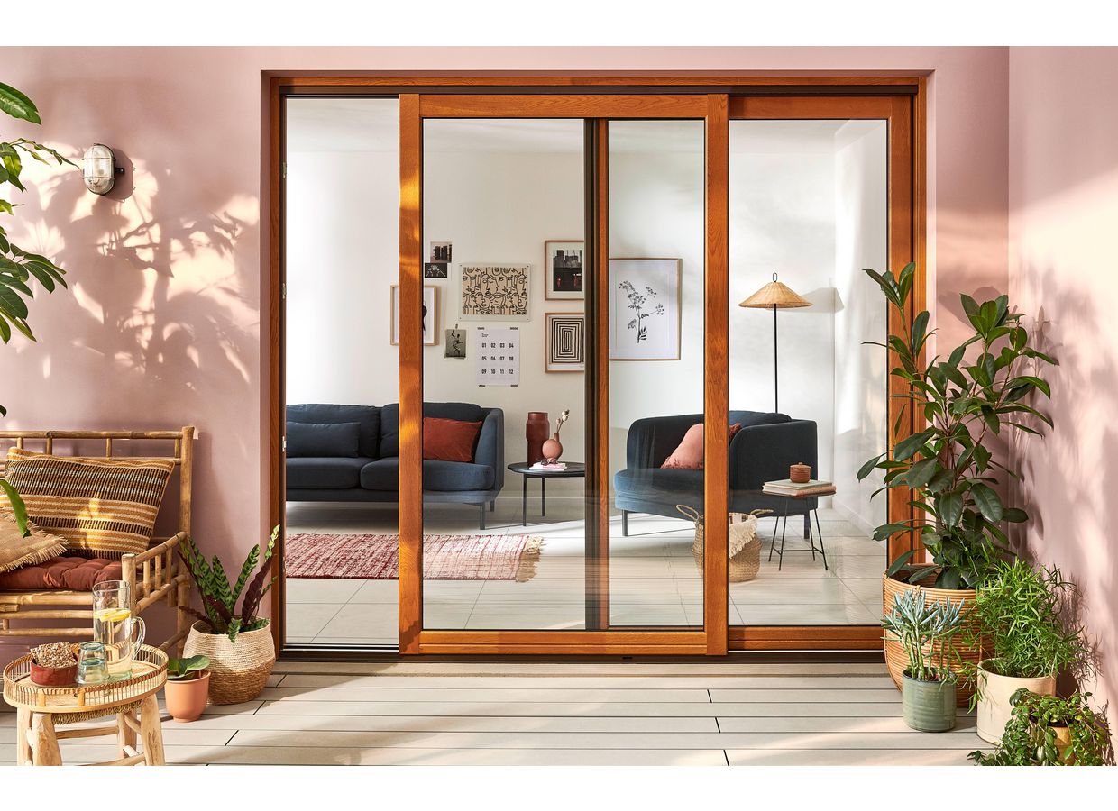 Baie coulissante chêne Harmonie sur-mesure | Lapeyre