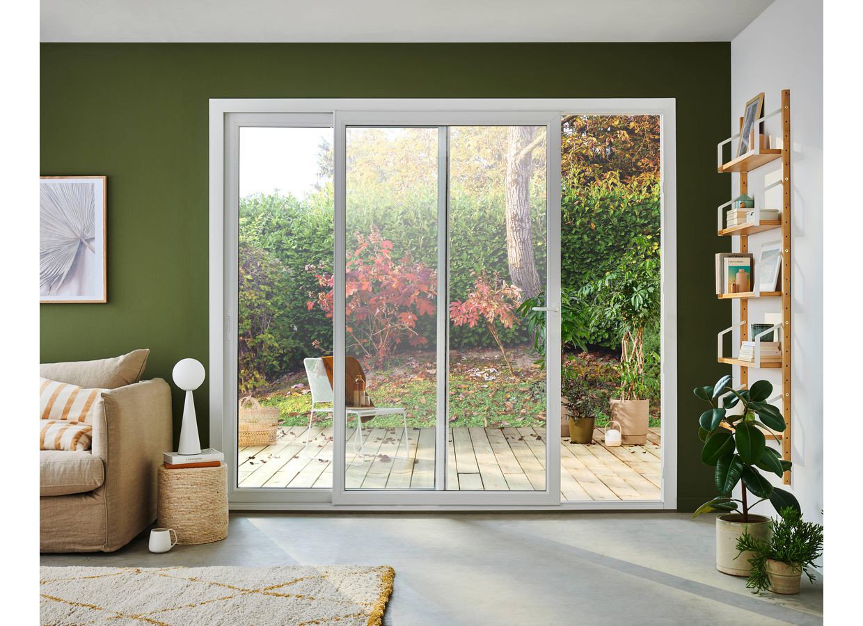 Baie vitrée coulissante CALISTA sur rail PVC blanc sur-mesure-Lapeyre