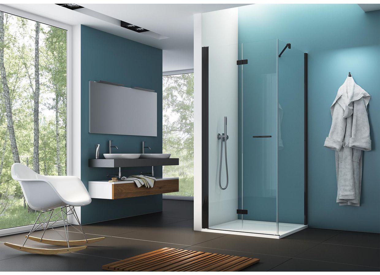 Porte de douche OPURE NOIR droite pivot-pivotante H.200 x l.80 à option Main Image