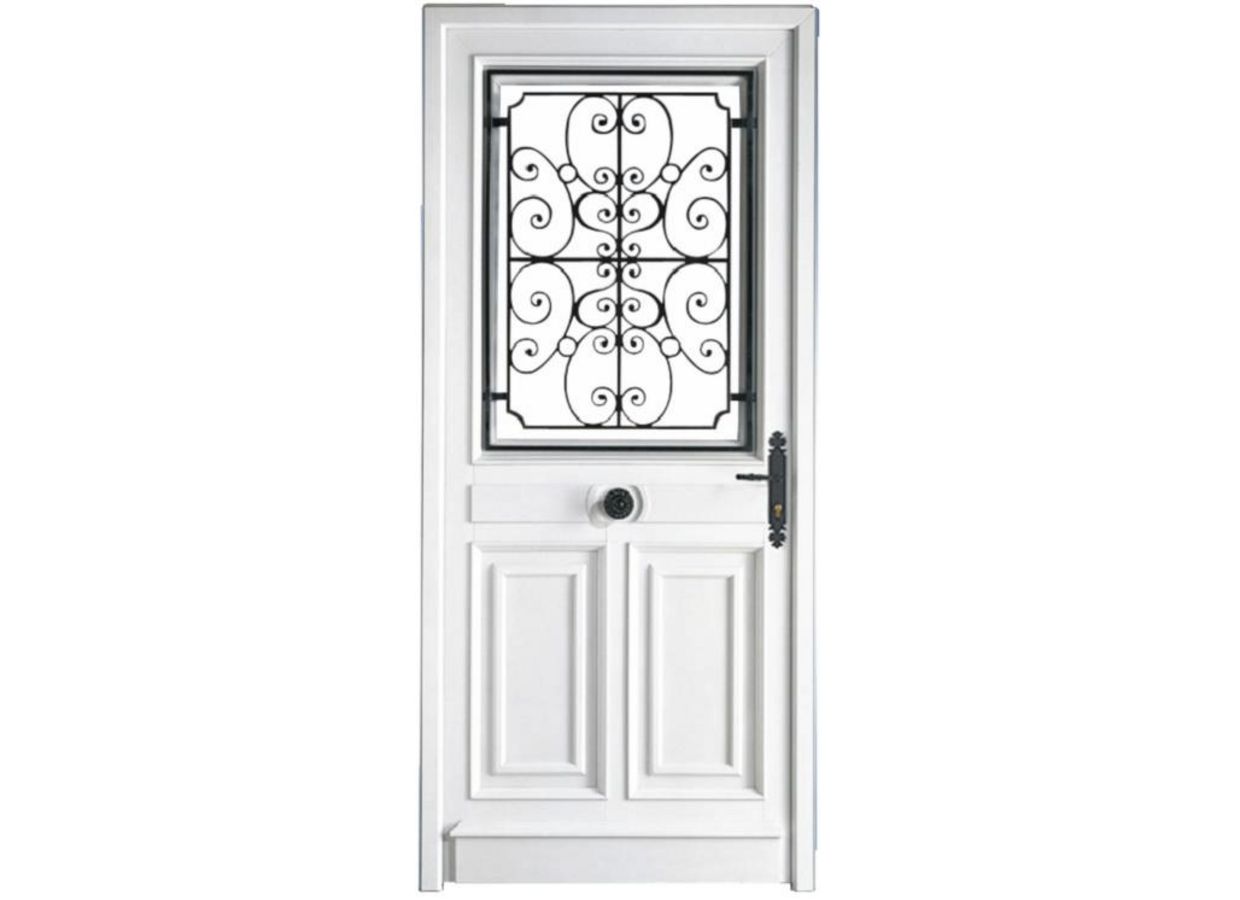 Porte d'entrée MANSART PVC à grille sur-mesure