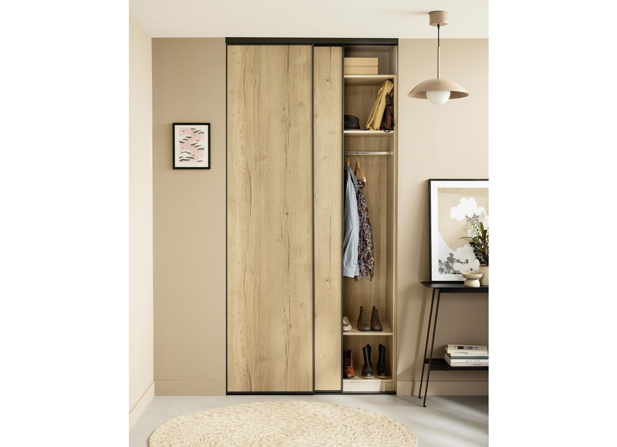 Porte de placard coulissante décor bois UNION | Lapeyre