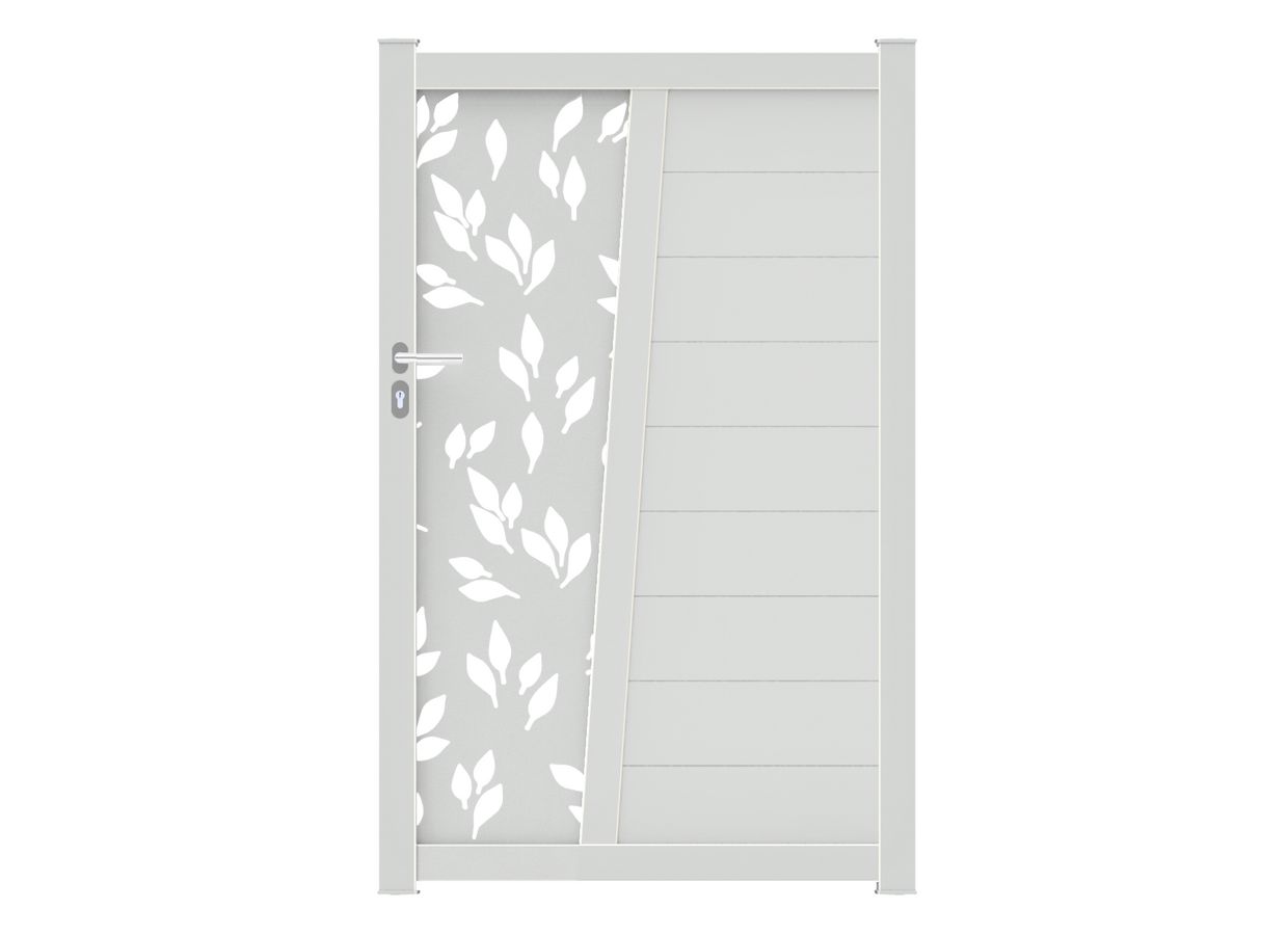 Portillon aluminium Pise décor feuille sur-mesure