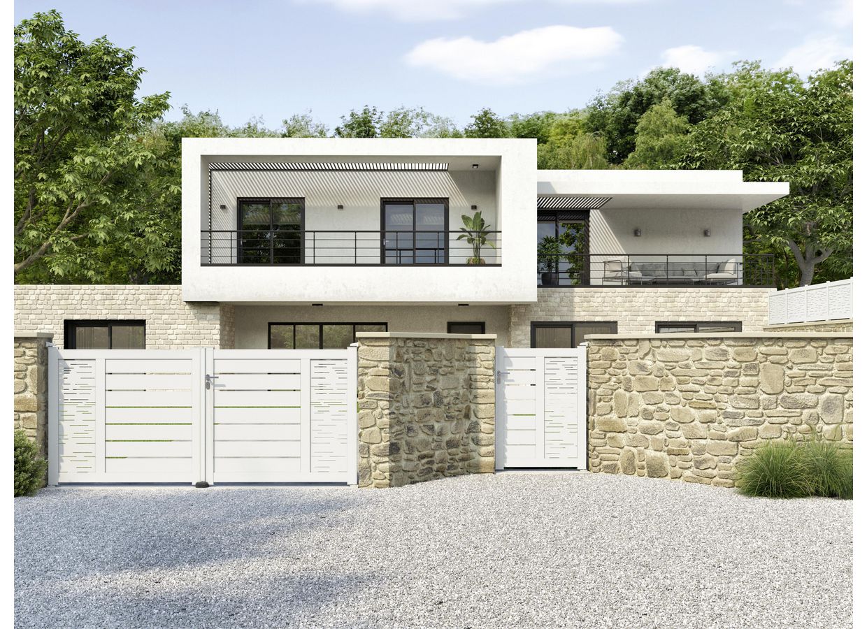 Portail battant Aluminium Catane ligne horizontale sur mesure-Lapeyre