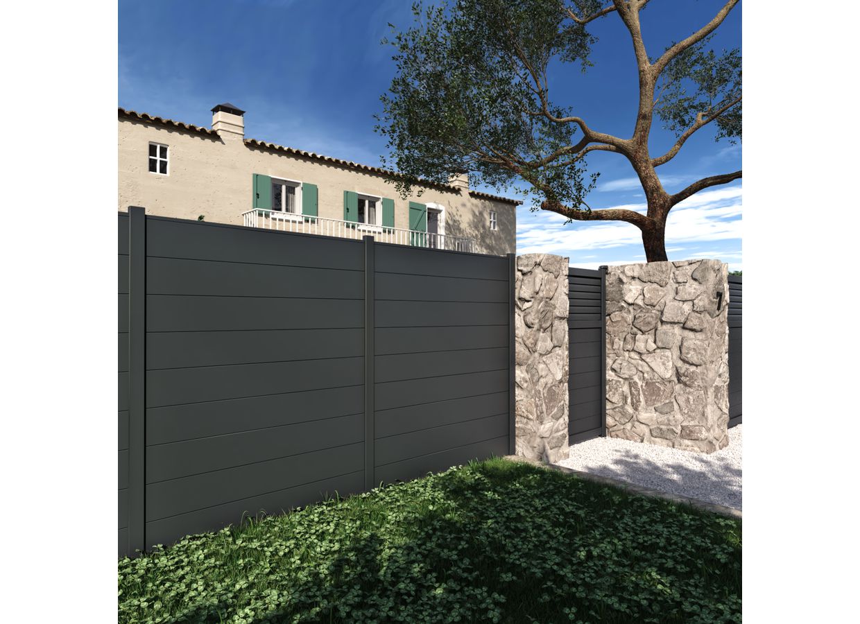 Pack 3 lames moyennes pleines clôture Valeda aluminium sur-mesure