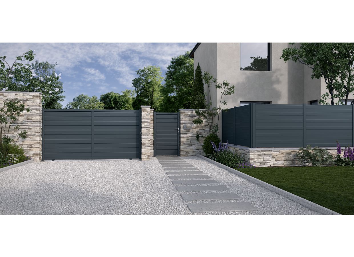 Portail coulissant Vittorio aluminium sur mesure | Lapeyre
