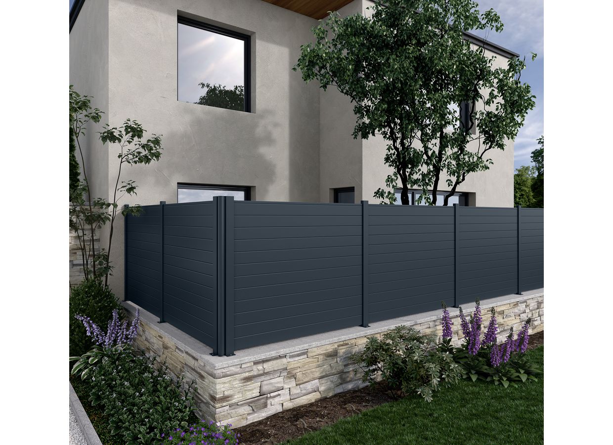 Pack 3 lames pleines clôture Valeda aluminium sur mesure | Lapeyre