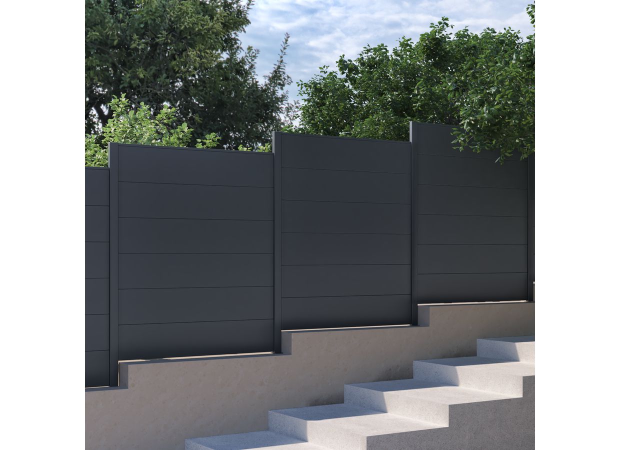 Pack 2 lames pleines clôture Valeda aluminium sur mesure | Lapeyre