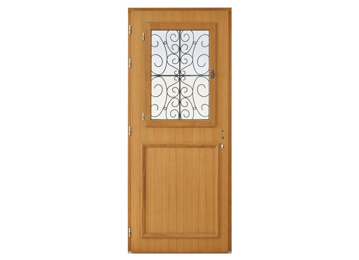 Porte d'entrée ANNE-SOPHIE bois exotique avec Châssis ouvrant sur mesure-Lapeyre