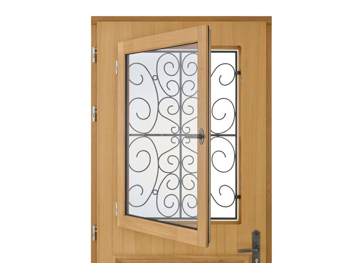 Porte d'entrée Anne-Sophie Chêne avec châssis ouvrant sur-mesure