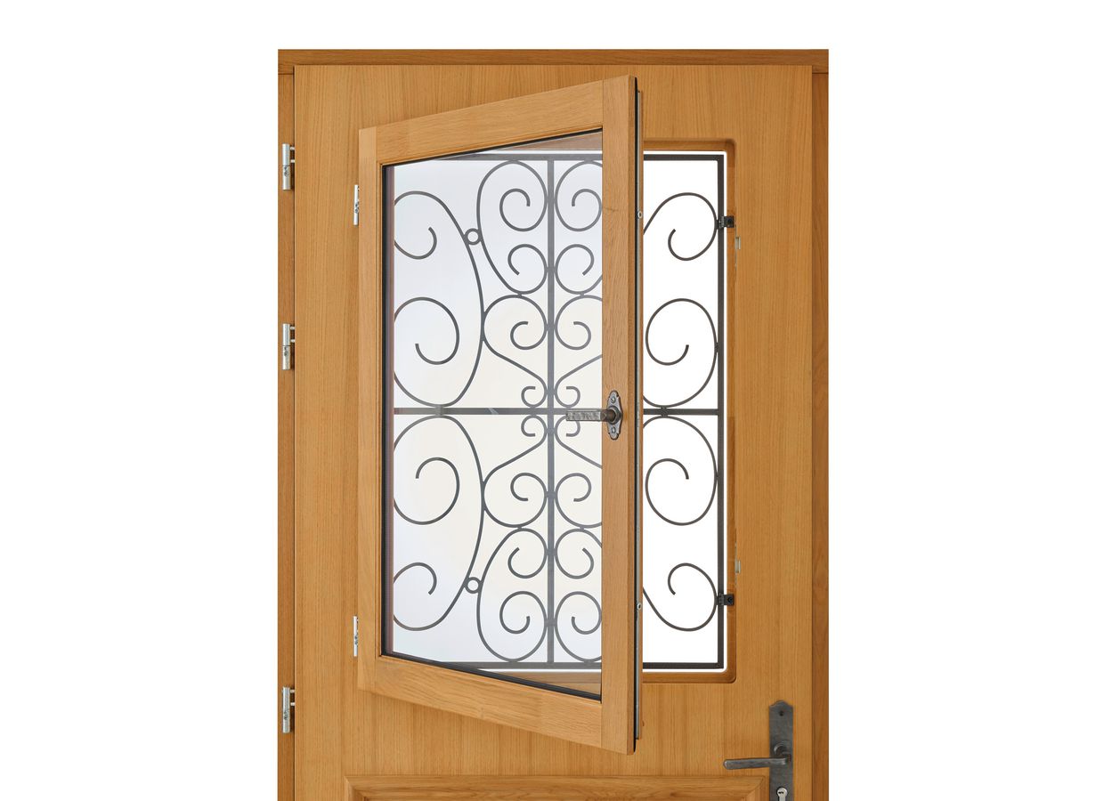Porte d'entrée ANNE-SOPHIE bois exotique avec Châssis ouvrant sur mesure-Lapeyre