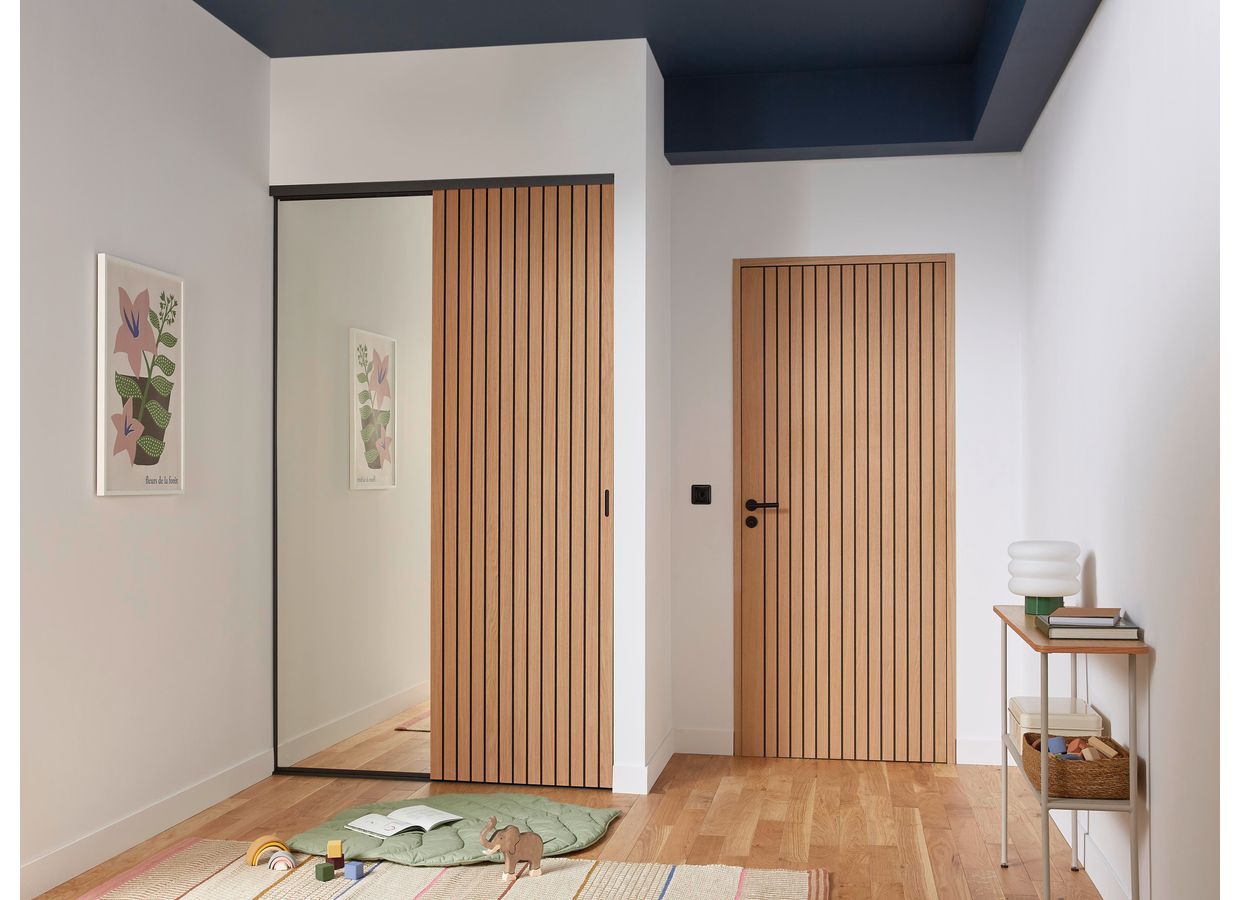 Porte de placard coulissante décor claustra UNION | Lapeyre