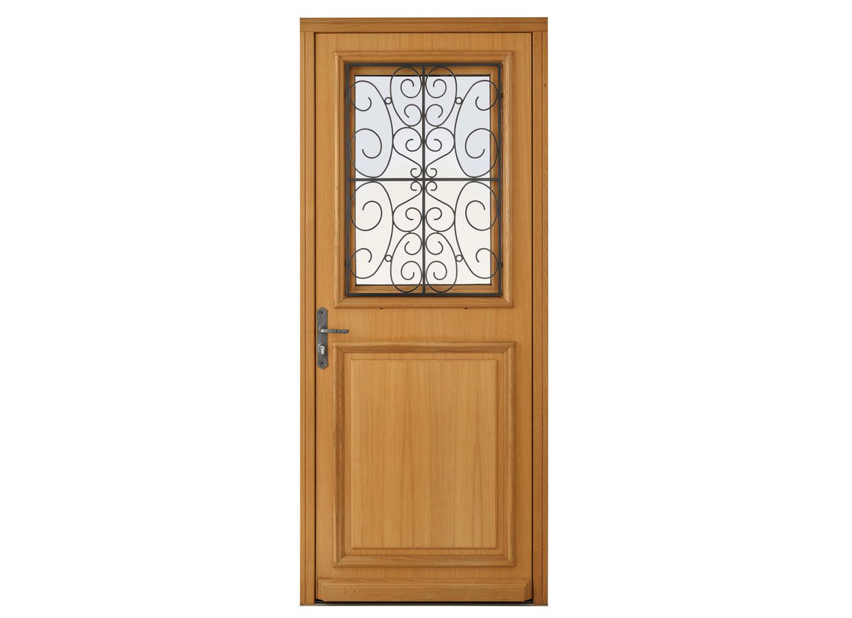 Porte d'entrée ANNE-SOPHIE bois exotique avec Châssis ouvrant sur mesure-Lapeyre