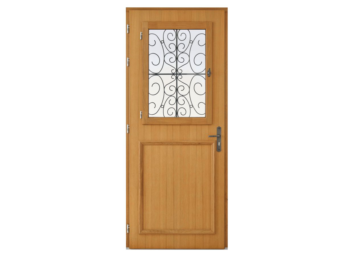 Porte d'entrée ANNE-SOPHIE bois exotique avec Châssis ouvrant sur mesure-Lapeyre