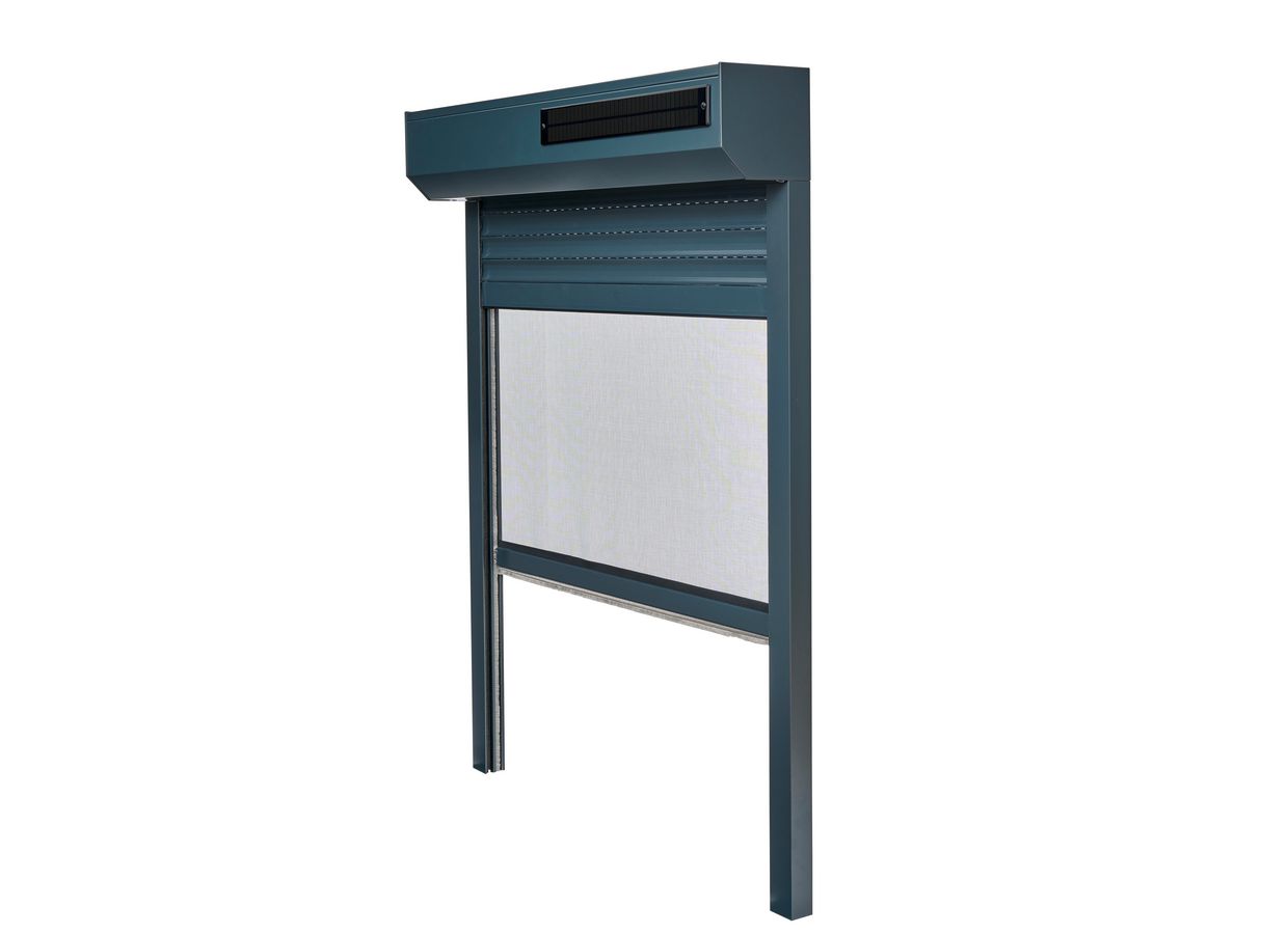 Volet roulant solaire DENVER couleur blanc et gris sur-mesure avec moustiquaire-Lapeyre