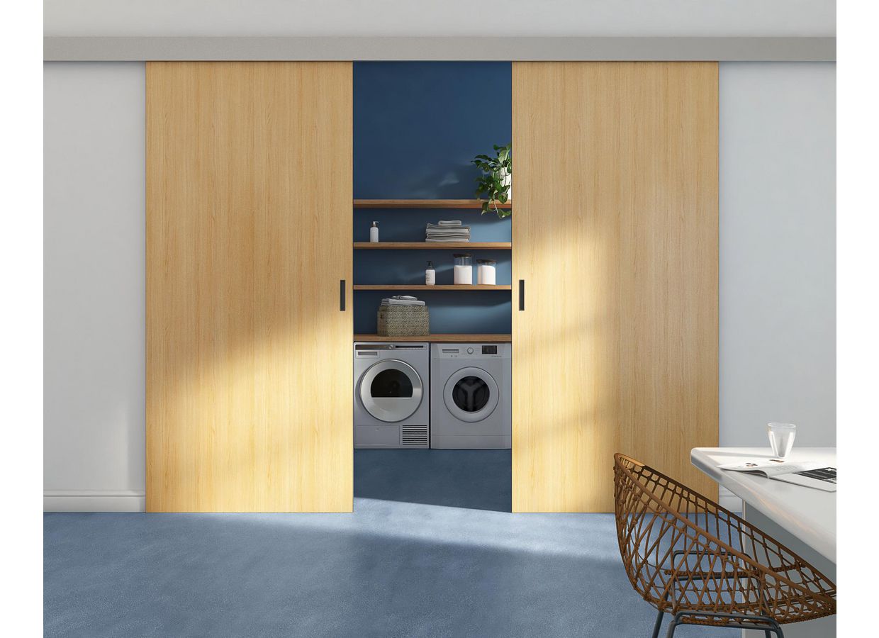 Cloison suspendue NATUREL panneau effet bois sur mesure Main Image