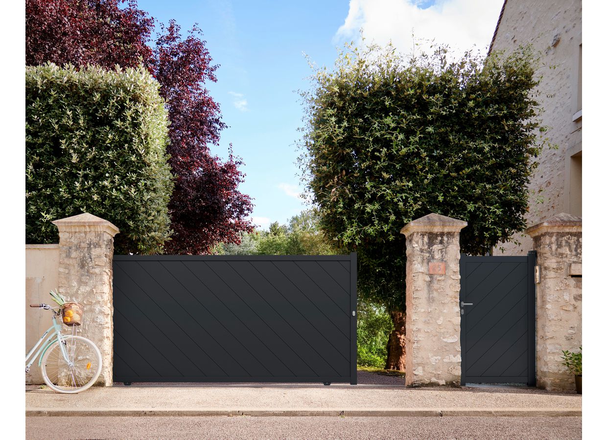Portail coulissant Aluminium Sibari sur mesure-Lapeyre