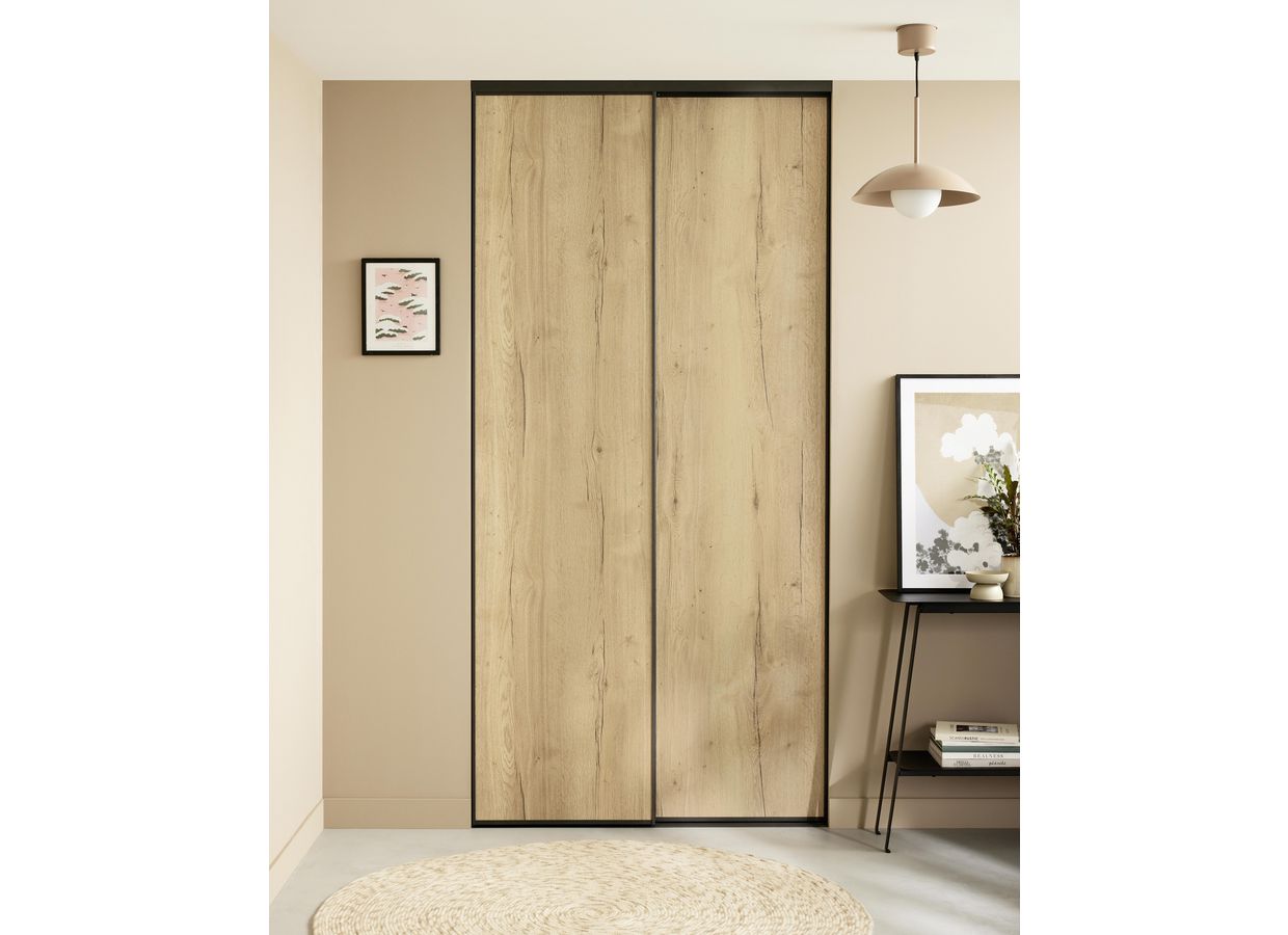 Porte de placard coulissante décor bois UNION | Lapeyre