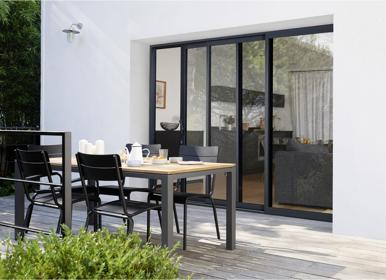 Baie coulissante Neva aluminium couleur personalisable sur-mesure-Lapeyre