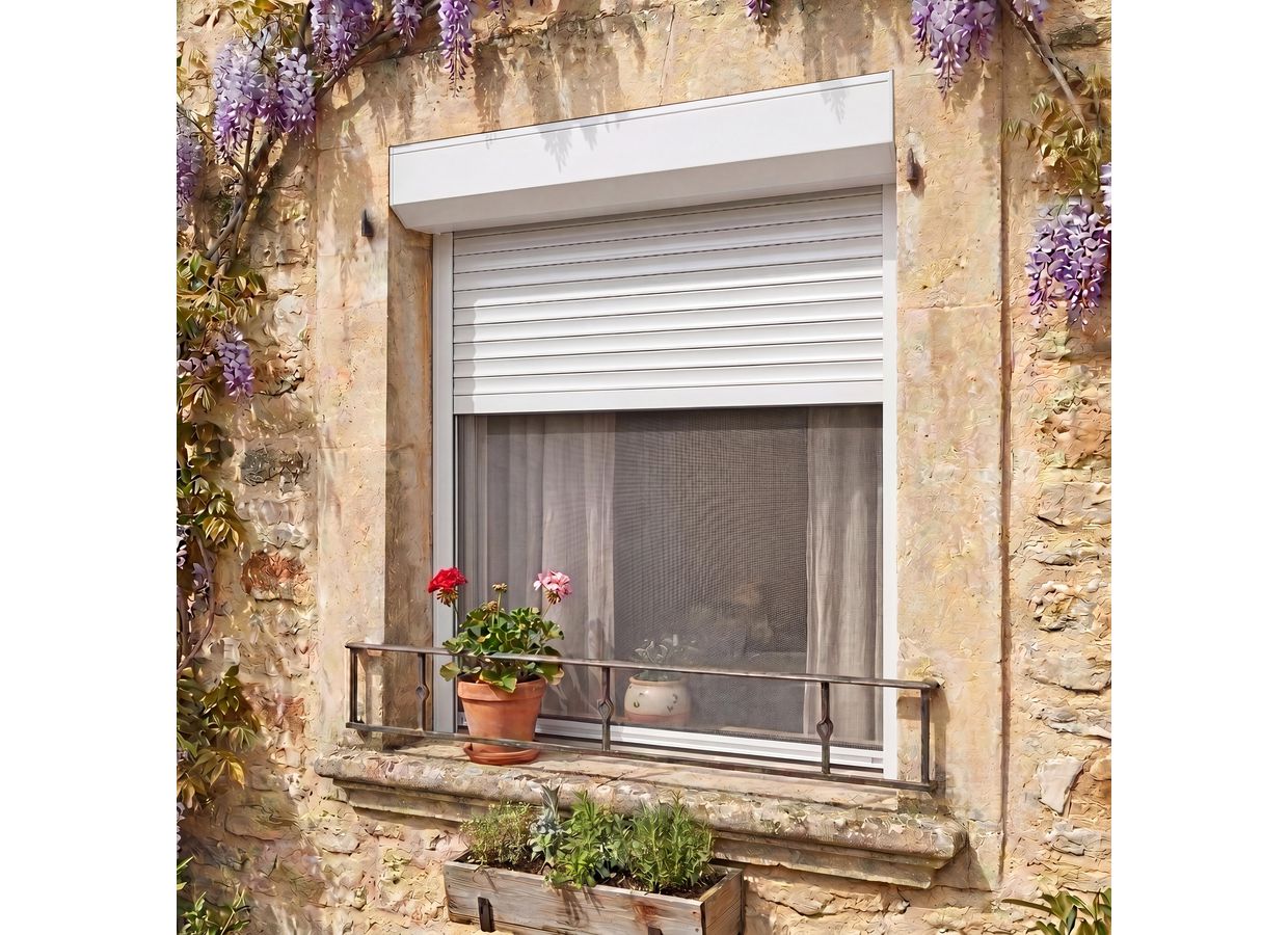 Volet roulant DENVER aluminium radio couleur pref sur-mesure avec moustiquaire-Lapeyre
