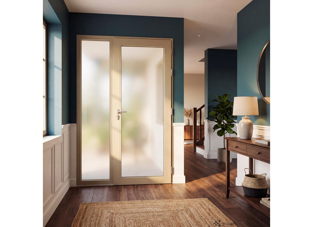 Porte d'entrée Adénora Aluminium avec vitrage Dépoli sur-mesure