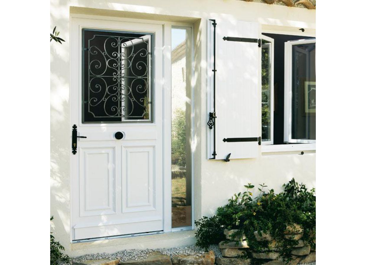 Porte d'entrée Mansart PVC à grille sur-mesure | Lapeyre