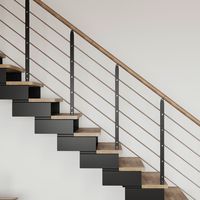 Escalier EZIO droit à rampe hêtre-Lapeyre