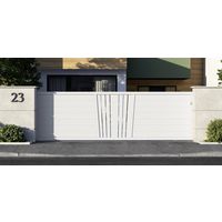 Portail coulissant Aluminium Pise décor soleil sur mesure-Lapeyre