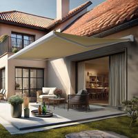 Store banne Elia coffre blanc toile beige 4x3,5 avec LED Main Image