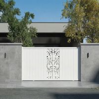 "Portail coulissant aluminium 178 cm décor monstera blanc VICTORIN-Lapeyre"